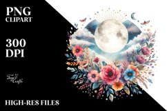 Vibrant Boho Moon with Flowers Product Image 1