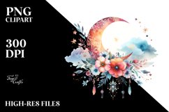 Vibrant Boho Moon with Flowers Product Image 1