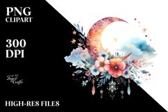 Vibrant Boho Moon with Flowers Product Image 2