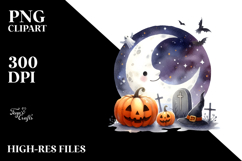Funny Moon Clipart, Watercolor Style Product Image 2