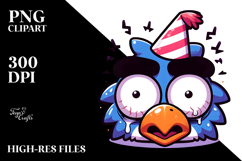 Cartoony Cartoon Bird with Party Hat, Vector Art Product Image 2