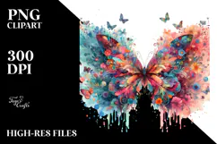 Colorful Butterfly with Splashes, Transparent PNG Product Image 2