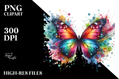 Colorful Butterfly with Splashes, Transparent PNG Product Image 2