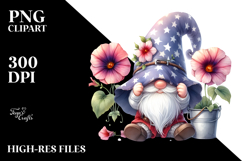 Cute Gnome with Morning Glory, Watercolor Art Product Image 2