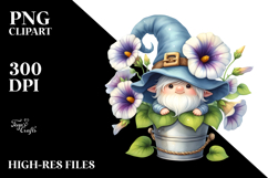 Cute Gnome with Morning Glory, Watercolor Design Product Image 2