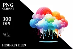 Colorful Simple Watercolor Colorful Cloud White Background Product Image 3