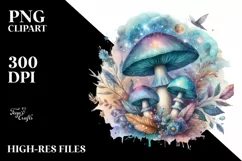mushroom watercolor splash PNG Product Image 1