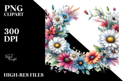 Horizontal Daisy Watercolor Art Product Image 2