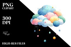 Simple Colorful Whimsical Cloud PNG Product Image 2