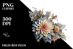 Stained Chrysanthemum with Golden Insertions PNG Product Image 2