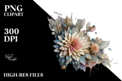 Stained Chrysanthemum with Golden Insertions PNG Product Image 2