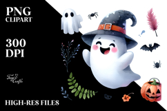 Funny Ghost Clipart, Watercolor Style Product Image 2