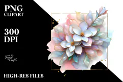 Glossy Gardenia with Golden Frame PNG Product Image 2