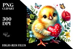Baby Chicken Holding Heart PNG Product Image 2