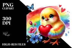 Baby Chicken Holding Heart PNG Product Image 2