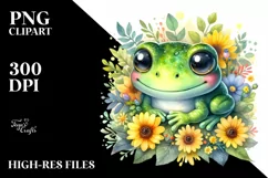 Baby Frog Yellow Flowers Clipart Product Image 3