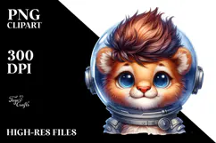 Cute Baby Lion with Astronaut Helmet, Transparent PNG Product Image 2