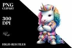 Colorful Baby Unicorn PNG Product Image 1