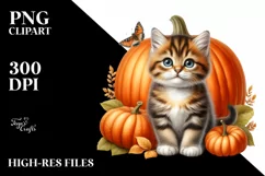 Cute Baby Kitten Pumpkin Watercolor Product Image 1