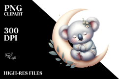 Cute Baby Koala Sleeping Moon | Sublimation Clipart Product Image 2