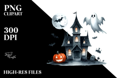 Funny Haunted House Clipart, Watercolor Style Product Image 2
