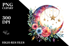 Vibrant Boho Moon with Flowers Stars Product Image 2