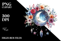 Vibrant Boho Moon with Flowers Stars Product Image 2