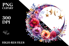 Vibrant Boho Moon with Flowers Stars Product Image 2