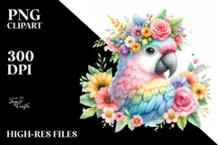 Cartoon Macaw with Flower Crown | Pastel Colors Product Image 3
