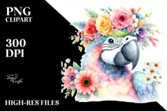 Cartoon Macaw with Flower Crown | Pastel Colors Product Image 3