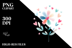 Colorful Digital Flower with Heart Petals, Transparent PNG Product Image 2