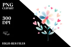 Colorful Digital Flower with Heart Petals, Transparent PNG Product Image 2