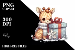 Cute Baby Giraffe, Winter PNG Product Image 1