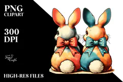 Colorful Vintage Bunny PNG Product Image 2