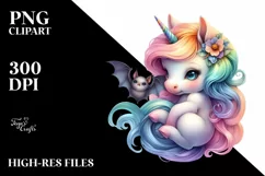 Colorful Baby Unicorn PNG Product Image 3