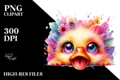 Vibrant Baby Duck with Crazy Eyes, Watercolor Design Product Image 2