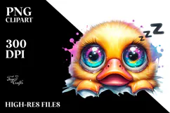 Vibrant Baby Duck with Crazy Eyes, Watercolor Design Product Image 2
