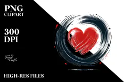 Heart Paintbrush Style PNG Product Image 2