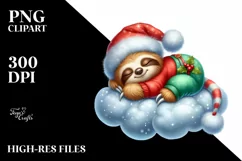 Whimsical Baby Sloth Christmas | Sublimation Clipart Product Image 4