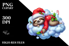 Whimsical Baby Sloth Christmas | Sublimation Clipart Product Image 2