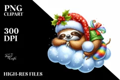 Whimsical Baby Sloth Christmas | Sublimation Clipart Product Image 3