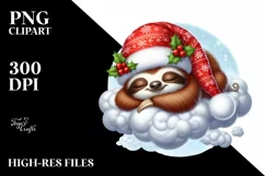 Whimsical Baby Sloth Christmas | Sublimation Clipart Product Image 1