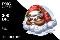 Whimsical Baby Sloth Christmas | Sublimation Clipart Product Image 2