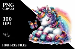 Colorful Baby Unicorn PNG Product Image 1