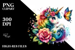 Colorful Baby Unicorn PNG Product Image 1