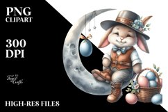 Happy Bunny on Half Moon, Transparent PNG Product Image 2