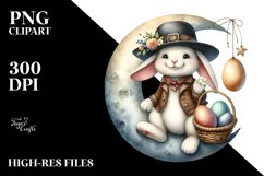 Happy Bunny on Half Moon, Transparent PNG Product Image 2