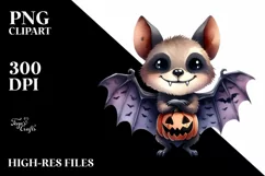 Funny Halloween Bat Clipart PNG Product Image 3