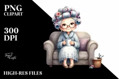 Watercolor Lady Couch | Sublimation | Clipart Product Image 1