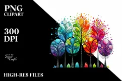 Rainbow Trees Watercolor Cute Baby Fox Sun es Clipart Product Image 3